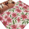 thumbnail image 2 of Summer Lily Washable Living Room Rugs 5'x7', Watercolor Pink Flower Linen Background Low Pile Throw Large Area Rugs Non-Slip Sturdy Edge Binding Carpet for Dining Room Bedside Kitchen, 2 of 9
