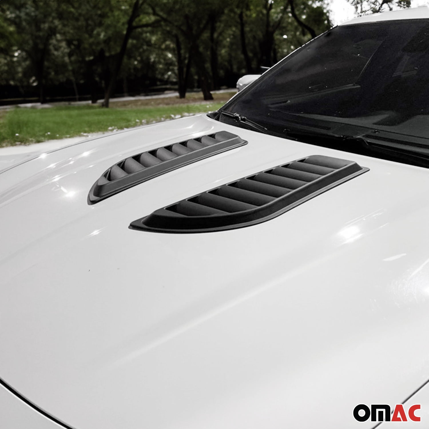 OMAC Hood Scoop Vent Air Flow Intake for Ford Maverick 2022-2024 Black 2 Pcs