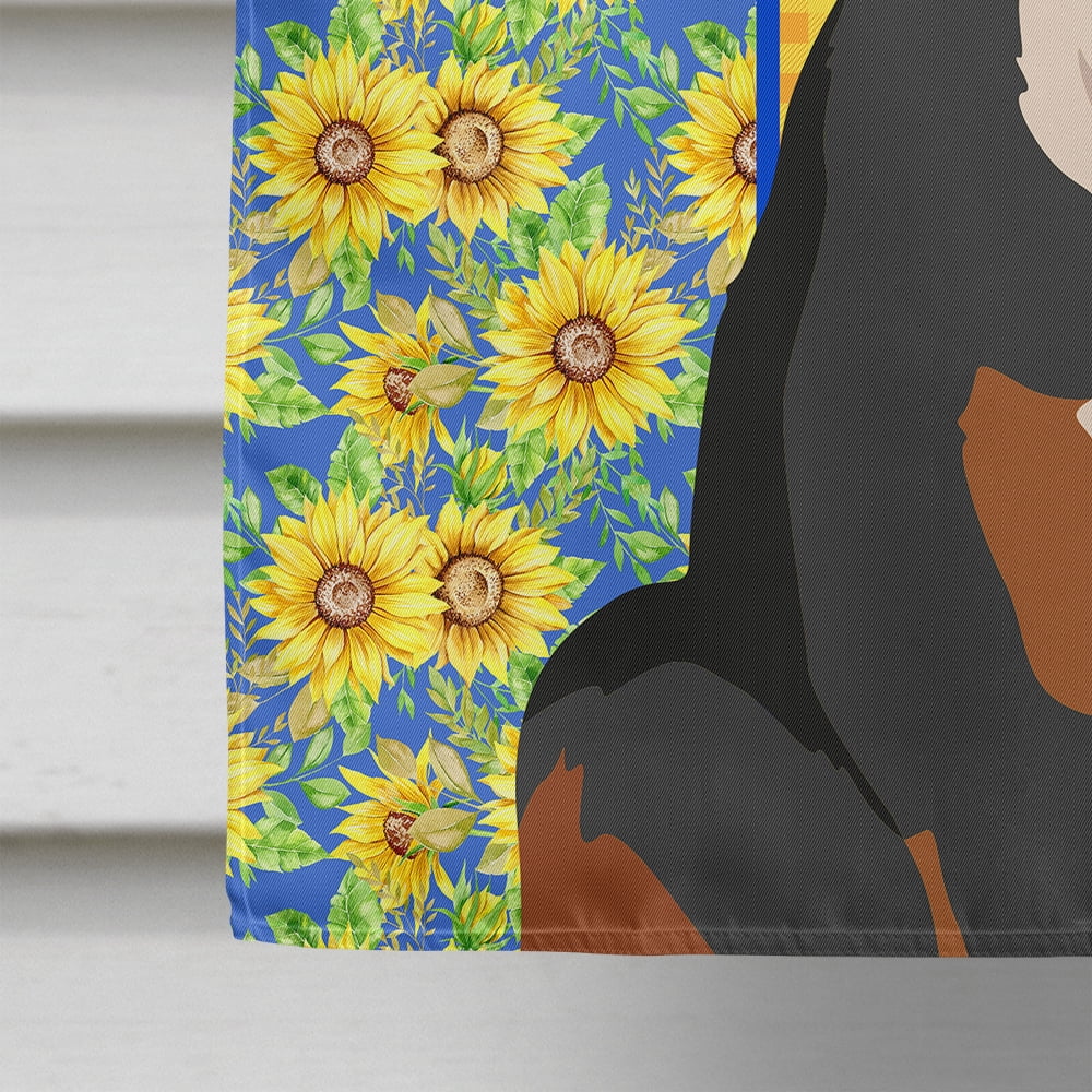 Summer Sunflowers Bernese Mountain Dog Flag Canvas House Size