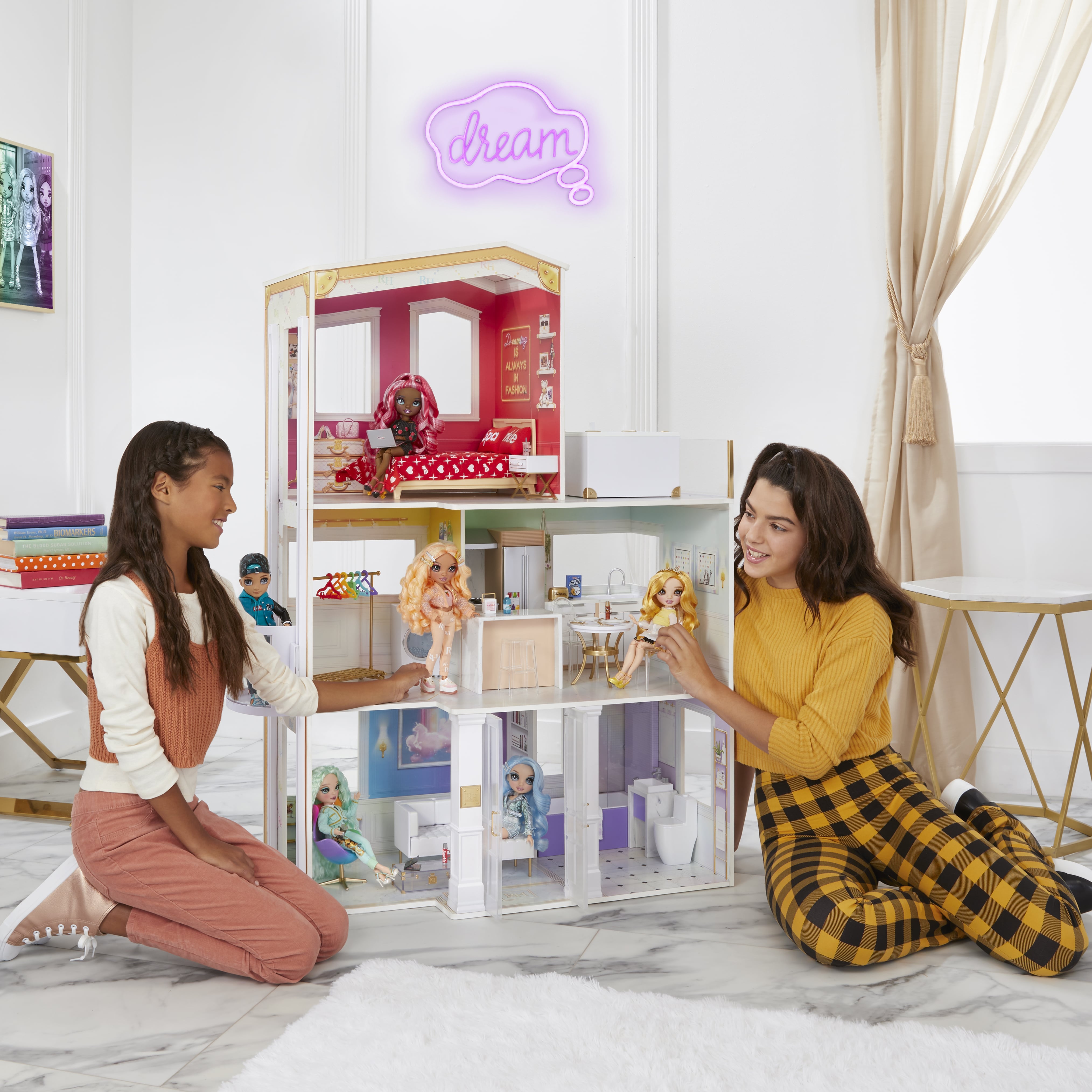 Buy Rainbow High House Playset 3 Story Wood Doll House 4 ft Tall And 