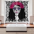 thumbnail image 2 of Ambesonne Sugar Skull Kitchen Curtains, Girl with Make, 55"x45", Black White Pink, 2 of 3