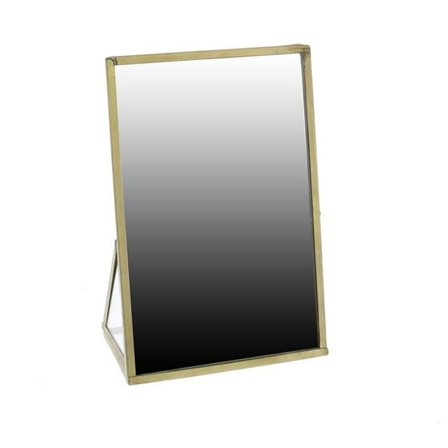 Benjara BM230477 6 in. Metal Frame Vanity Mirror, Brown - Small