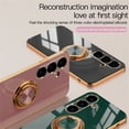 thumbnail image 3 of Case for Samsung Galaxy S25 Case with Ring Stand [360° Rotatable Ring Holder Magnetic Kickstand][Support Car Mount] Plating Rose Gold Edge Soft Flexible TPU Luxury Phone Case Cover, Black, 3 of 10