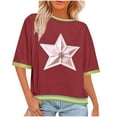thumbnail image 2 of Weiqiqre Shirts for Women Graphic Half Sleeve Drop Shoulder Crewneck Oversized T Shirt Tops, 2 of 6