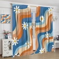 thumbnail image 3 of Retro 70s Curtains, Vintage Hippie 60s Abstract Flower Daisy Blue Orange Groovy Pastel Spiral Funky Colorful Print Window Curtains for Girls Bedroom Living Room 52x84in, 3 of 7
