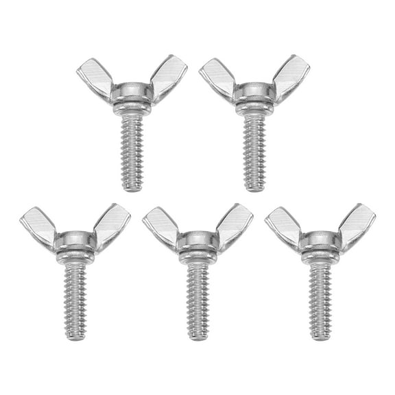 Uxcell 5 Pack 3/16-24" x 5/8" Wing Butterfly Screw Bolts, 304 Stainless Steel Machine Fastener, Thumb Hand Screws for Electronic Equipment, Silver Tone