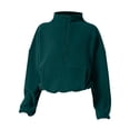 thumbnail image 5 of NMMUED Womens Half Zip Sweatshirt Cropped Sweatshirt for Women Mock Neck Sweatshirts Oversized Mock Neck Sweatshirt Long Sleeve Sweatshirt for Women Baggy Sweatshirt Green XL, 5 of 5