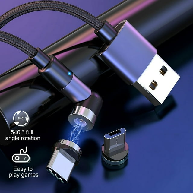 MesaSe Câble de Charge Rapide Magnétique Micro USB Type-C 5A QC3.0 pour Android