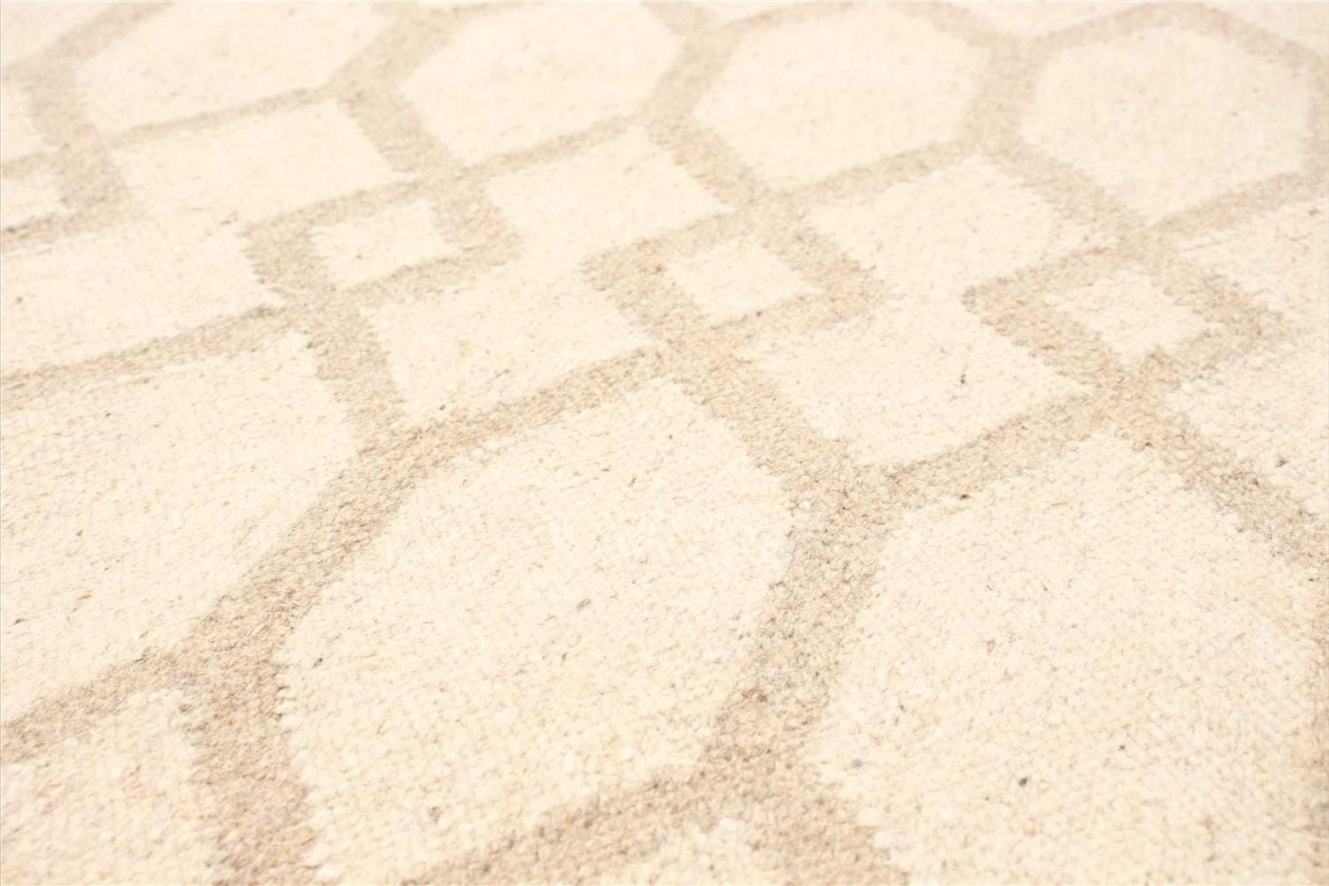 ECARPETGALLERY Tapis Fait à la Main pour Salon, Salle à Manger et Chambre à Coucher Géométrique Collection Organique & Pure 5'2" x 7'10" en Ivoire