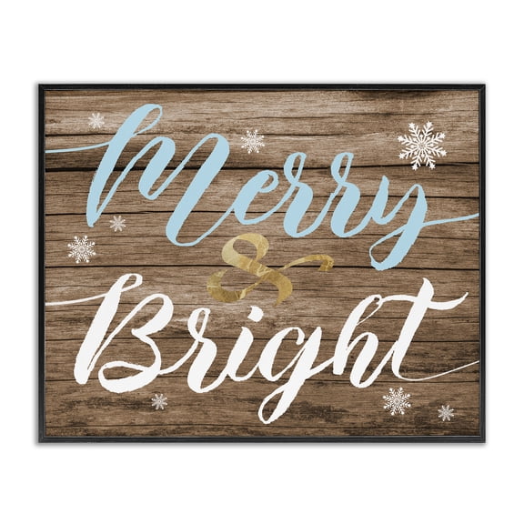 Stupell Industries Farmhouse Rustic Merry and Bright Christmas Black Framed Giclee Art, 14 x 11, by Lil' Rue