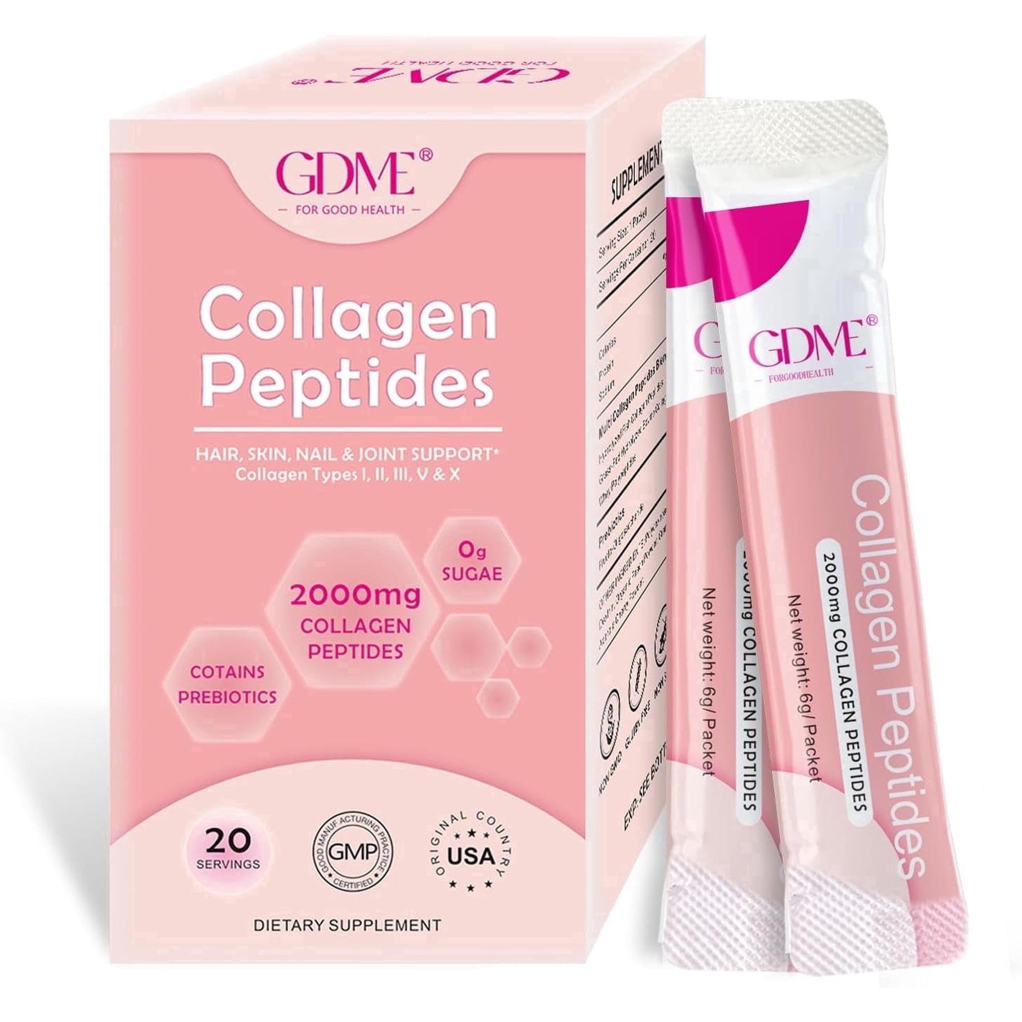 GDME Multi Collagen Peptides Powder for Women and Men - Type I, II, III, V, X - Hydrolyzed Collagen Peptides, Supports Skin Hair Nail & Joint, Grass-Fed, Non-GMO,