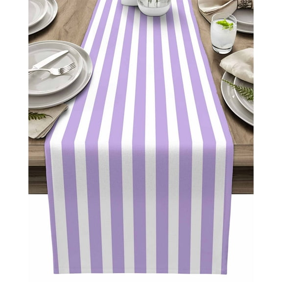 Table Runner Purple Stripes Table Decoration for Kitchen Dinning Simple Style Table Decoration for Indoor Outdoor Party Wedding Decor 13x72inch