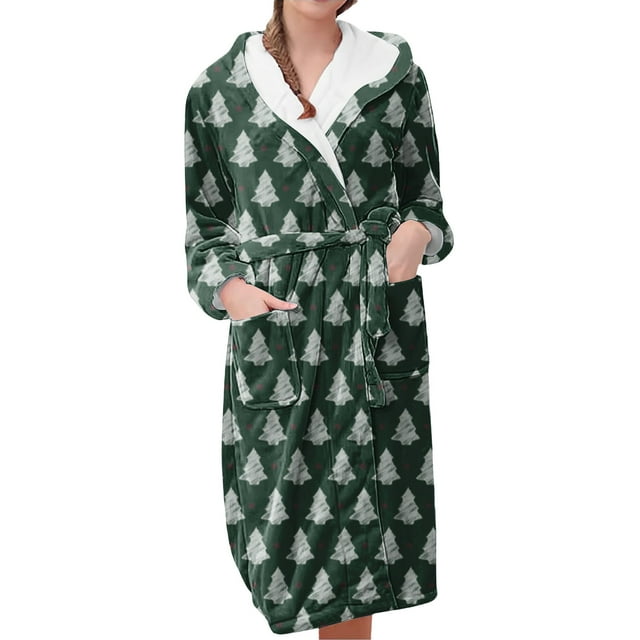 Peignoirs pour Femmes Peignoir Long Chaud Tendance à Manches Longues d'Hiver Pyjama Robe de Nuit