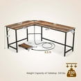 thumbnail image 3 of Costway L-shaped Gaming Desk Computer Desk with CPU Stand Power Outlets Rustic Brown, 3 of 10