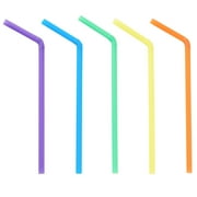 300 Pack Flexible Plastic Drinking Straws, Disposable Bendable Straws Bulk Set for Smoothies, 5 Colors (8.25 In)