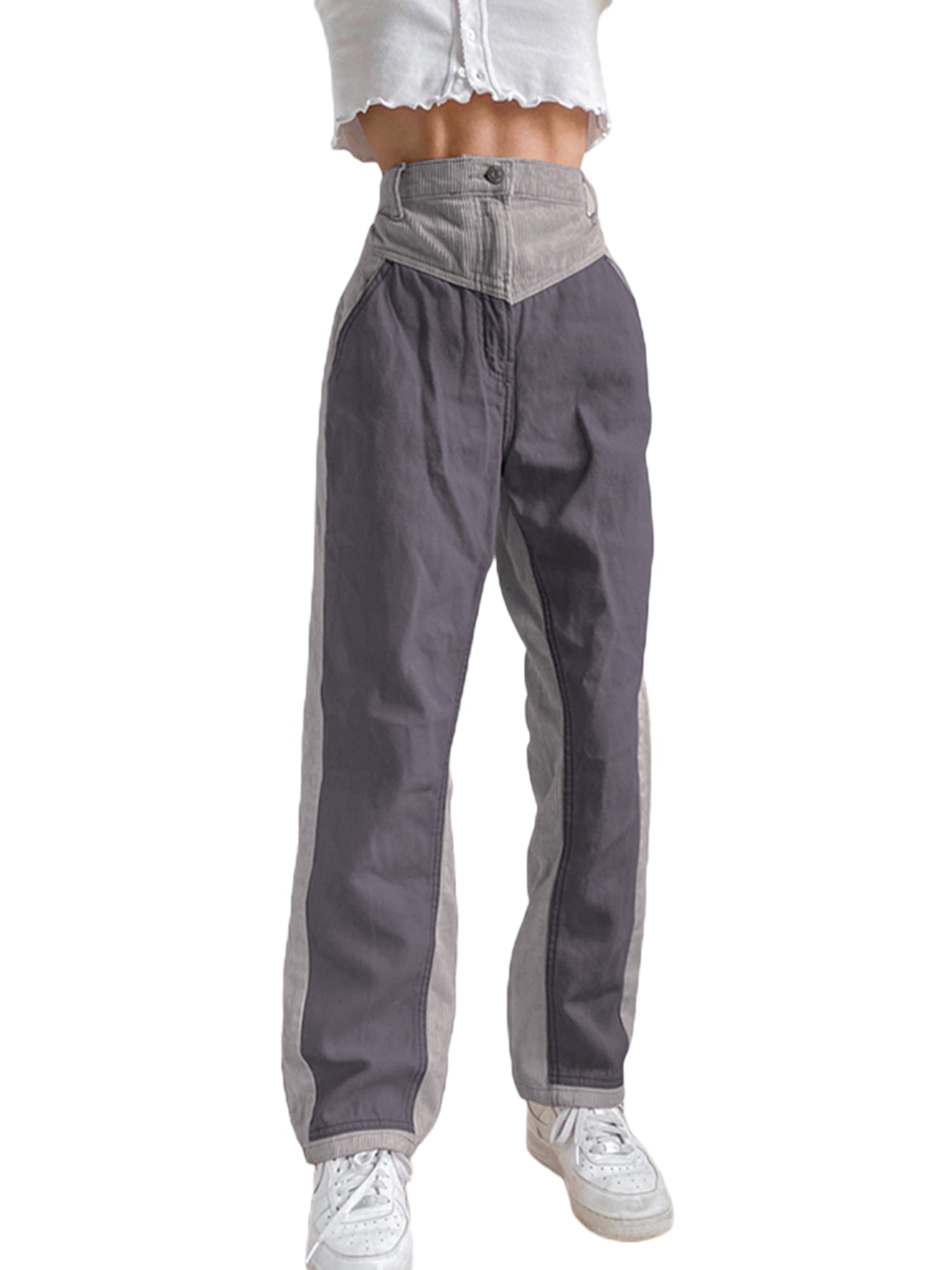 Ma\u0026Baby Women Y2K Corduroy Straight Leg 
