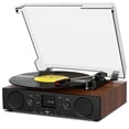 thumbnail image 1 of Tourne-disque avec Haut-Parleur Intégré, Plateau Tournant Bluetooth avec Enregistrement USB, Tourne-Disque Vintage à 3 Vitesses avec Réception Bluetooth, Radio FM, R, 1 of 8