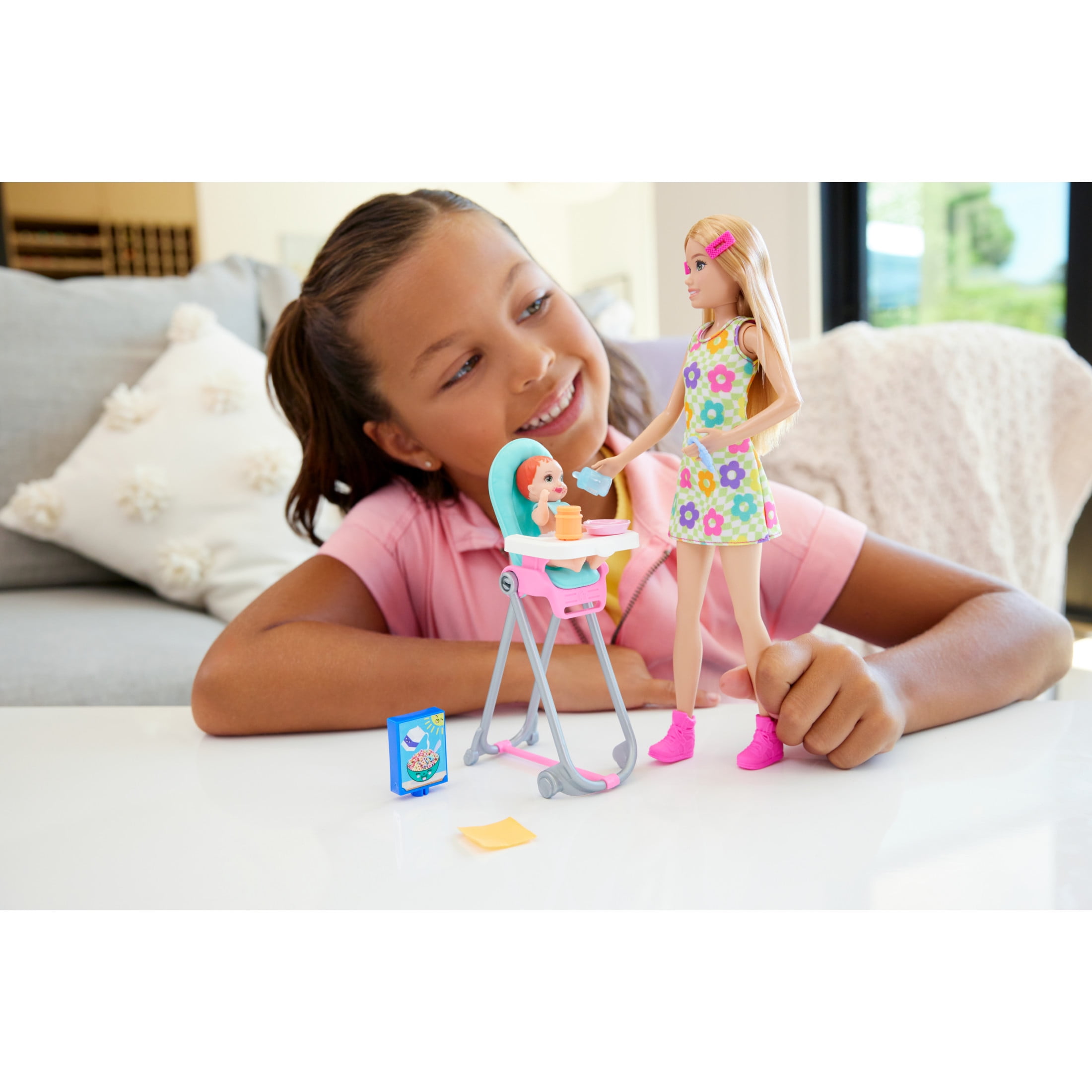 Barbie Skipper Babysitters Inc & Playset, Includes Doll, Baby, and Mealtime Accessories, 10 Piece Set