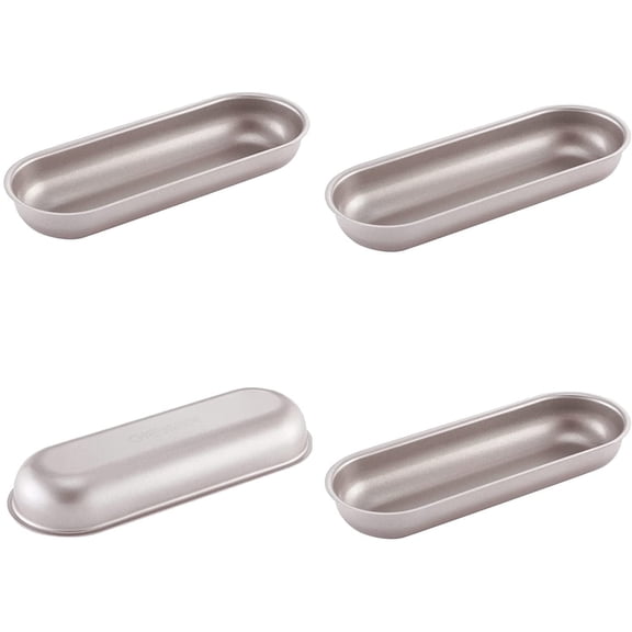 CHEFMADE Mini Loaf Pan Set, 7-inch 4Pcs Non-Stick Hotdog-Shaped Bread and Cake Bakeware for Kitchen Baking (Champagne Gold)