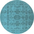 thumbnail image 1 of Ahgly Company Indoor Round Oriental Light Blue Traditional Area Rugs, 3' Round, 1 of 4