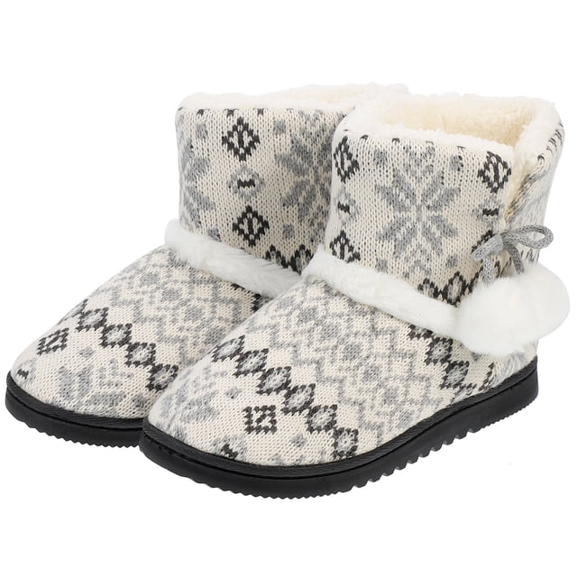 Plus Shoes Boots Zapatos elegantes y gruesos para el piso inferior Zapatos cálidos con protección contra el frío para el hogar en interiores - Gris (talla M, apto para 37-38 yardas)