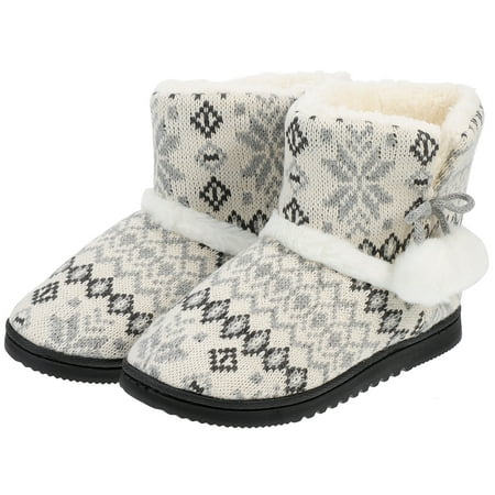 

Winter Plush Slipper Booties with Pom Poms