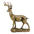 thumbnail image 3 of Realistic 10 Point Antlers Trophy Buck Stag Deer Rustic Statue In Gold Patina, 3 of 6