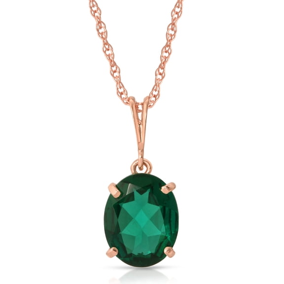 Galaxy Gold 14K Solid Gold 1.90 Carat Natural Emerald Oval Cut Pendant Necklace for Women - Rose Gold Fine Jewelry