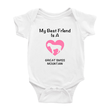 

My Best Friend is A Great Swiss Mountain Dog Funny Baby Jumpsuits 0-3 Months
