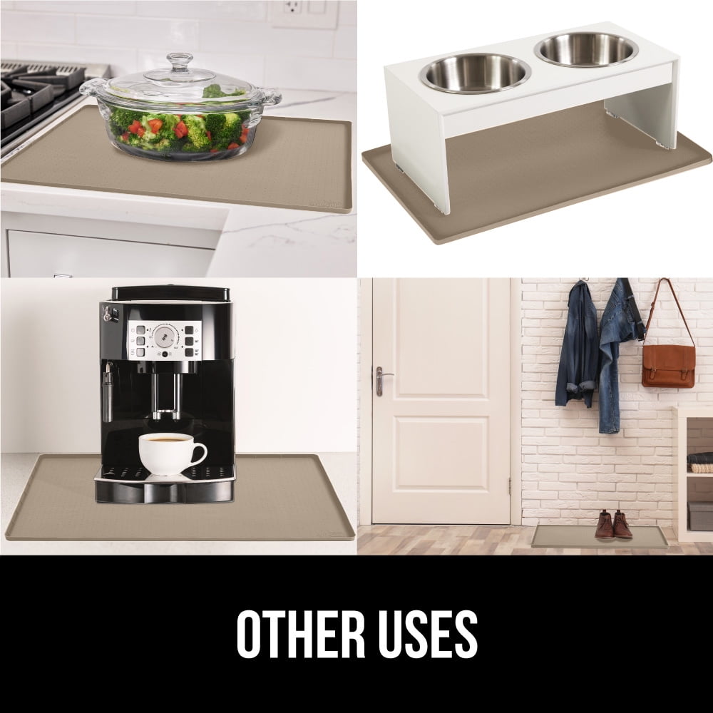 GORILLA GRIP Waterproof Silicone Under Sink Mat with Lip for Kitchen and Bathroom, 28 x 22 in, Beige