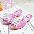 thumbnail image 2 of Chaussons pour Filles Été Princesse à Bout Ouvert Talons Bas Mode Sequins Nœud Papillon Mode Décontractée Enfants Frozen Elsa Doux, 2 of 5