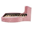 thumbnail image 3 of Upholstered Platform Bed Queen Size, Pink Velvet, Wingback Headboard, 1 Big Drawer, Storage, 2 Stools Size Storage With Headboard Look, 3 of 7