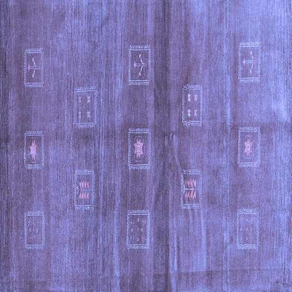 Ahgly Company Indoor Square Abstract Blue Contemporary Area Rugs, 6' Square