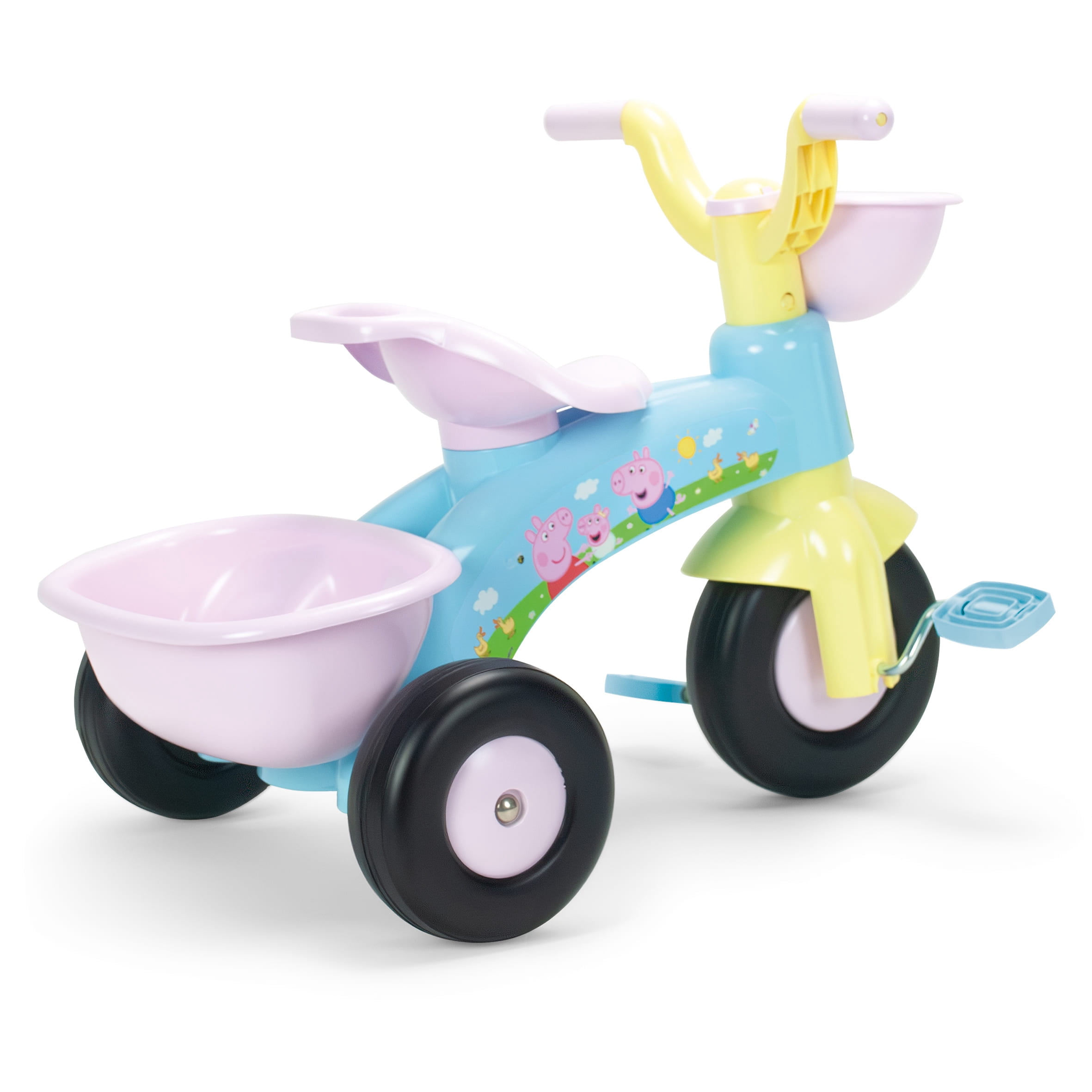 Peppa Pig Toddler Tricycle with Front and Rear Baskets, First Ride-On Bike for Kids