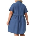 thumbnail image 4 of DARING DIVA Stylish Plus Size Denim Babydoll Pockets Dress 2X Mid Blue, 4 of 6