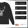 thumbnail image 6 of Deer Portrait Long Sleeve T-shirt Monochrome Buck Head Nature Whitetail Wildlife Antlers Forest Rustic Hunt Trophy, 6 of 7