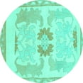 thumbnail image 1 of Ahgly Company Indoor Round Abstract Turquoise Blue Modern Area Rugs, 3' Round, 1 of 4