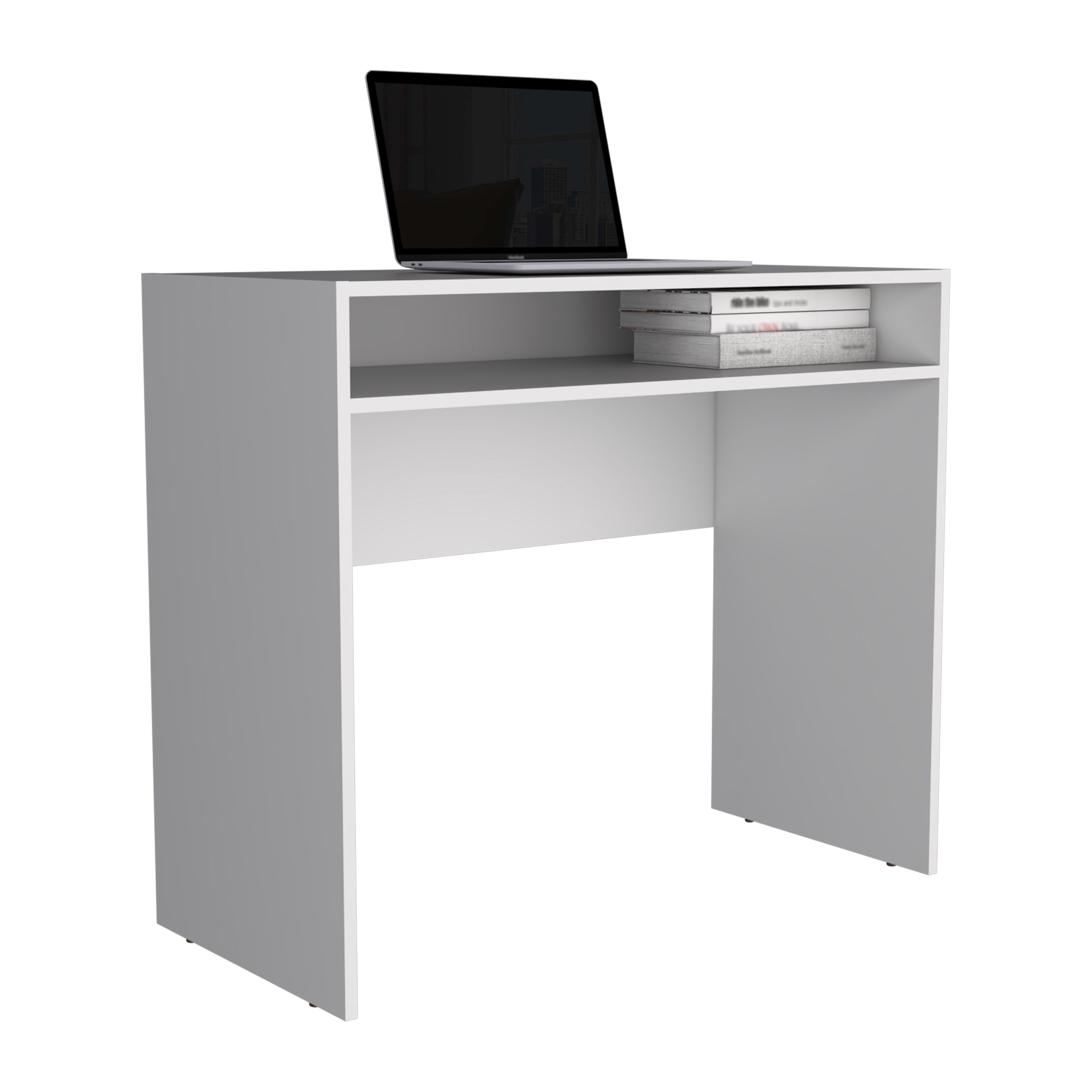 Writing Desk with Open Shelf, 35 in Wide Computer Desk, Modern Freestanding Desk for Home Office, Bedroom, and Small Spaces