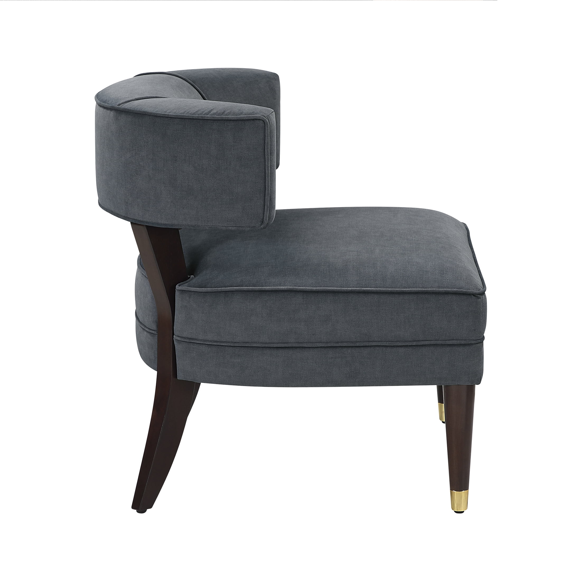 OakvillePark Rowanleigh Velvet Curved Back Accent Chair, Dark Gray