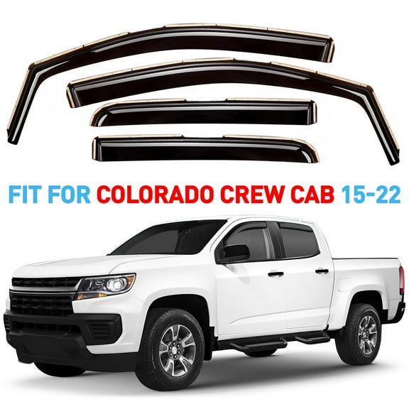GrandWheel Co Window Deflectors Smoke Tinted In-Channel Side Window Vent Visor Deflectors Rain Guards Compatible with Colorado/Canyon 2015-2022 Crew Cab - 4pcs. GW0527