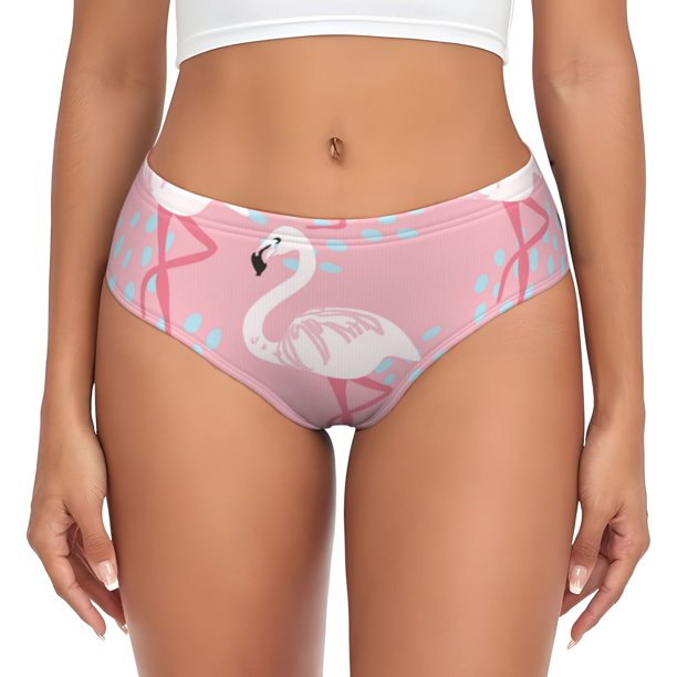 Fotbe Flamingo Calzones Estampados para Mujer – Ropa Interior de Algodón, Cómoda, Suave y Elástica-Small