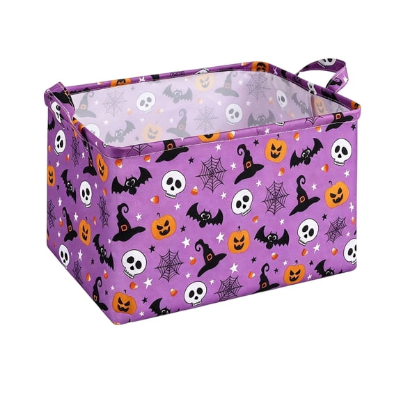 Halloween Basket, Halloween Boo Basket, Collapsible Storage Basket, Holiday Spooky Series, Waterproof Polyester Canvas, Bedroom Nursery Home Decor, 1 Pack