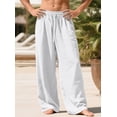 thumbnail image 6 of NKZNKZ Mens Cotton Linen Pants Elastic Waist Linen Men Pants Drawstring Loose Casual Lightweight Summer Beach Pants White XXXL, 6 of 7