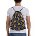 thumbnail image 2 of Bingfone Mardi Gras Shiny Green Purple Drawstrings Backpacks Bags For Men Women Gym Drawstrings Bag, 2 of 9
