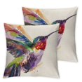 thumbnail image 2 of Nawypu Outdoor Spring Watercolor Bird Throw Pillow Covers Hummingbird Summer Tropical Decorative Cushion Case Square Home Sofa Decorative Pillowcase for Patio Furniture Bed 2 pcs White, 2 of 6