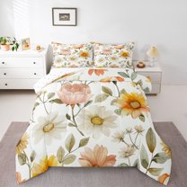 Manfei Vintage Flowers Bedding Comforter Set 2pcs for Children Teens Adults,Chic Floral Blossoms Twin Comforter Sets Microfiber,Spring Garden Breathable Bedding Set,Microfiber Bedroom Decor