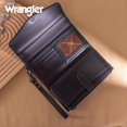 thumbnail image 2 of Cartera Montana West X Wrangler negra para mujer, grande, con forro RFID, cartera triple con monedero y correa de muñeca desmontable, 2 of 6