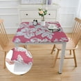 thumbnail image 2 of WYYP Flower Print Peach Waterproof Resistant Fabric Square Tablecloth white, 2 of 7