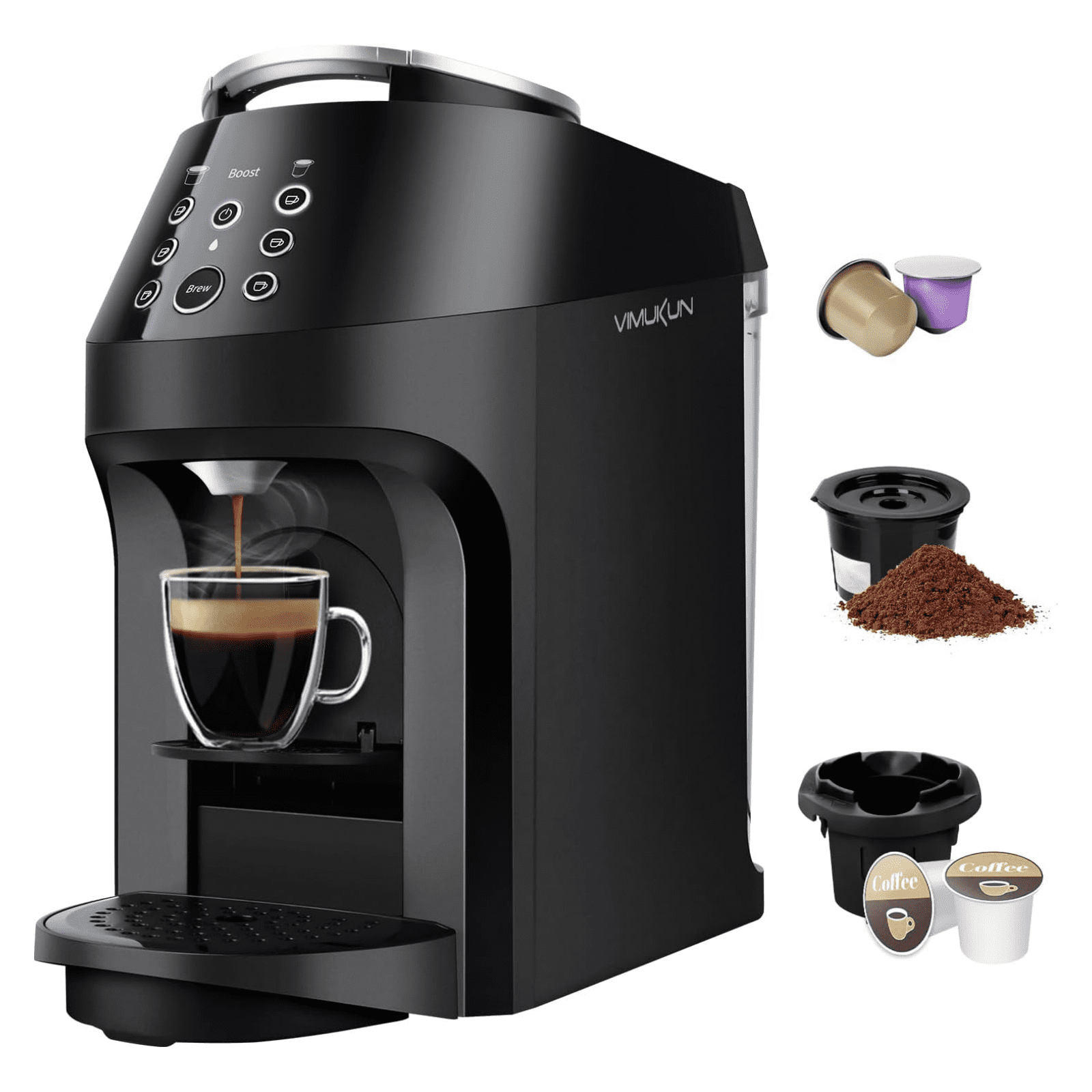 VIMUKUN 3in1 Coffee Maker for Nespresso, KCup Pod and Ground Coffee