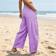 thumbnail image 4 of vigerkar Casual Wide Leg Plaid Barrel Pants for Women Drawstring Low Waist Palazzo Harem Trousers with Pockets (Purple, XL), 4 of 6